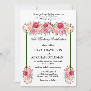 Convites de Casamento Judaico Tradicionais - Rosa