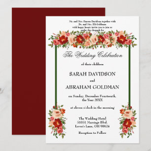 Convites de Casamento Judaico Tradicionais - Rosas