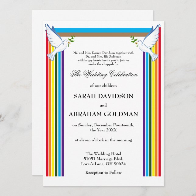 Convites de Casamento Judaicos Tradicionais - Arca (Frente/Verso)