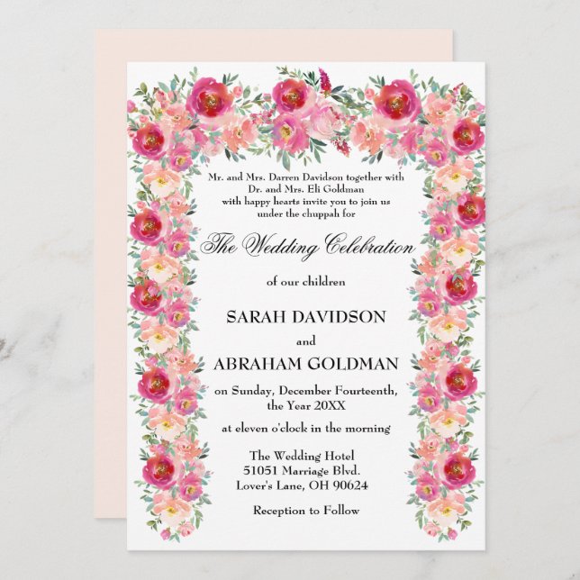 Convites de Casamento Judaicos Tradicionais - Chup (Frente/Verso)