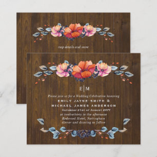 Convites de Casamento Laranja Floresta Rústica Orç