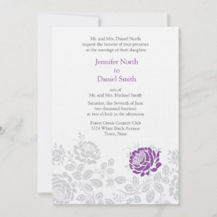 Convites de Casamento Lavanda e Cinza em Damask