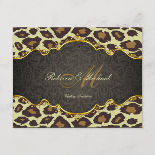 Convites de casamento Leopardo Damask