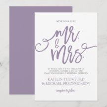 Convites de Casamento Lilás-Roxo | Caligrafia Pinc