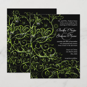 Convites de Casamento Lime Birds & Swirls