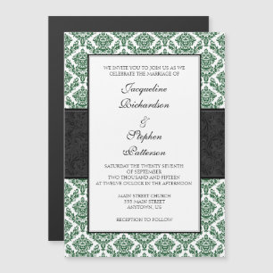 Convites de casamento Magnéticos Green Black Dama