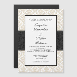 Convites de casamento Magnéticos Tan-Beige Black 