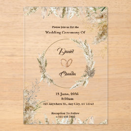 Convites de casamento marrom e creme personalizado