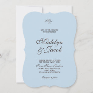 Convites de casamento marrons e azuis