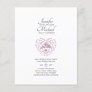 Convites de casamento Mauve Pássaros do Amor Orç