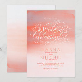 Convites de casamento modernos cor-de-rosa da