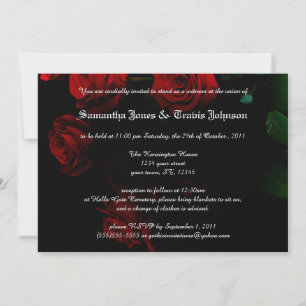Convites de Casamento Modernos Goth com Rosa Verme