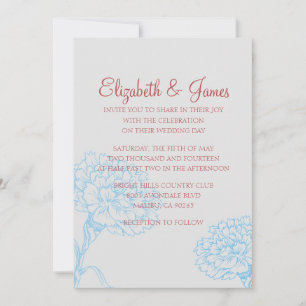 Convites de Casamento Modernos Personalizados Azul