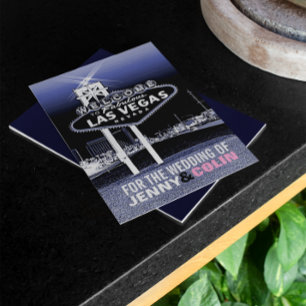 Convites de casamento Modernos Vintage Blue Las Ve