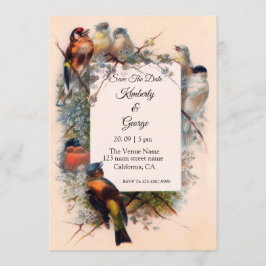 Convites de Casamento Moldura Pássaros Vintage