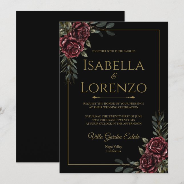 Convites de Casamento Moody Luxury Suite (Frente/Verso)