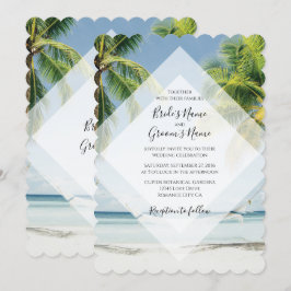 Convites de Casamento na Praia com Palmeiras Tropi