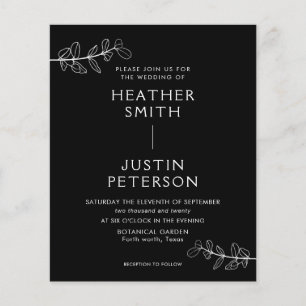 Convites de Casamento Negro Minimalista de Orçamen