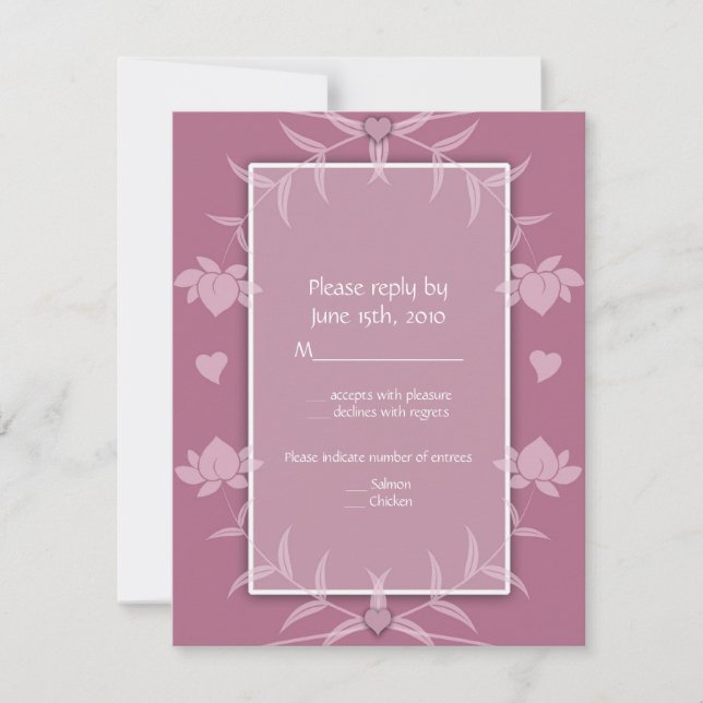 Convites de Casamento Notas de RSVP Florais Rosa (Frente)