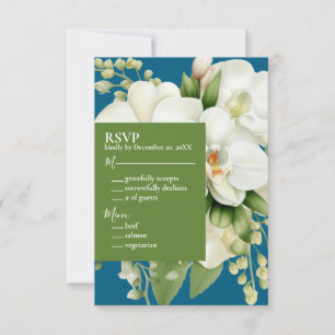 Convites de Casamento Orquídeas Brancas Oceano Azu