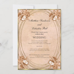 Convites de casamento outono cores flores dourado