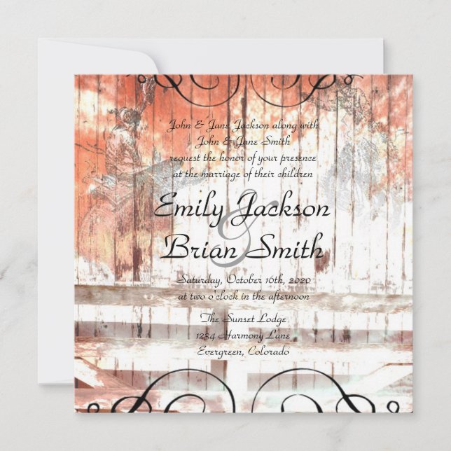 Convites de casamento para cercas de cowboy ociden (Frente)