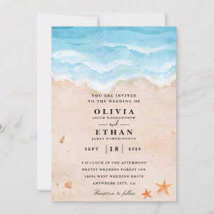 Convites de casamento para praia de Starfish