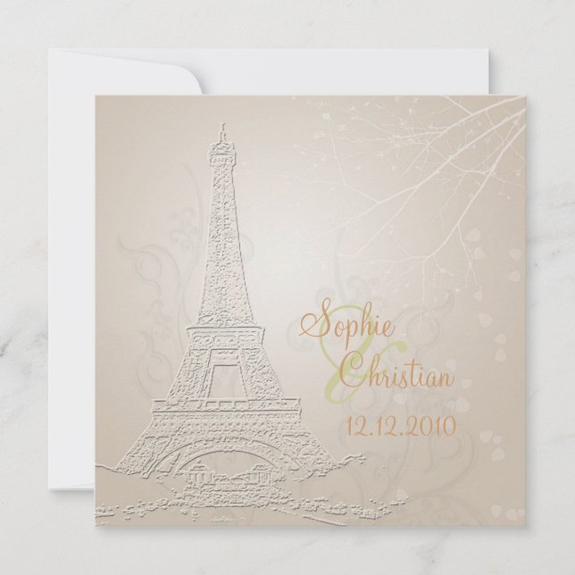 Convites de casamento Paris, outono + inverno (Frente)