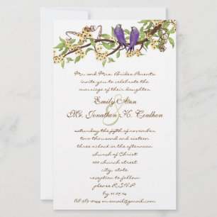 Convites de Casamento Pássaros do Amor Roxo Amarel