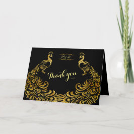 Convites de Casamento | Pavão Dourado Preto OBRIGA