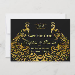 Convites de Casamento | Pavão Dourado SALVE A DATA