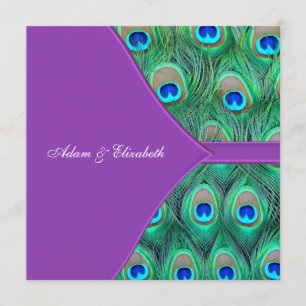Convites de Casamento Pavão Roxo Violeta