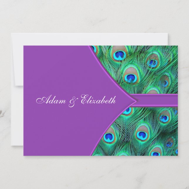 Convites de Casamento Pavão Roxo Violeta (Frente)