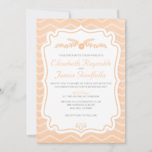 Convites De Casamento Peach Chevron Stripes