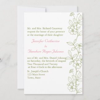 Convites de Casamento Personalizado Floral Verde R