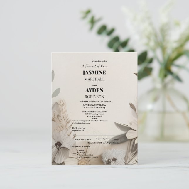 Convites de Casamento Personalizados Elegantes (Em pé/Frente)