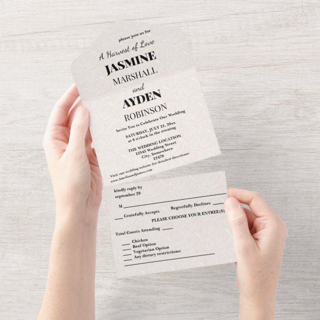 Convites de Casamento Personalizados Elegantes (Aba destacável)
