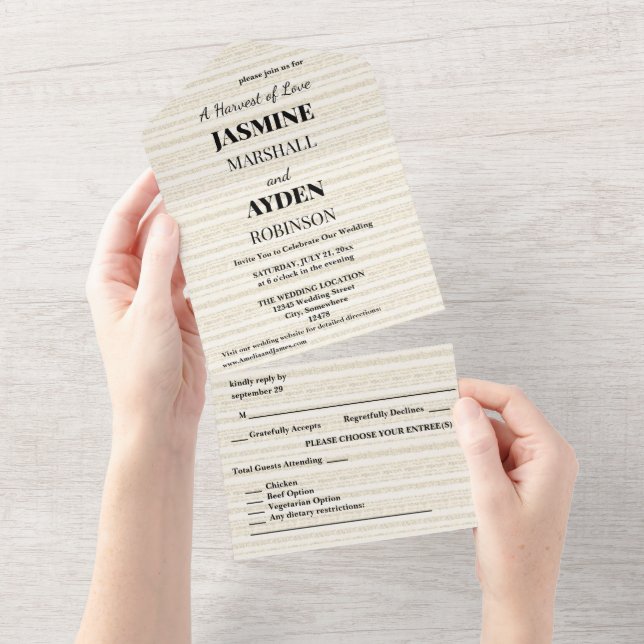 Convites de Casamento Personalizados Elegantes (Aba destacável)