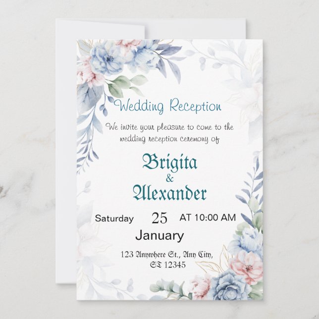 Convites de Casamento Personalizados Florais (Frente)