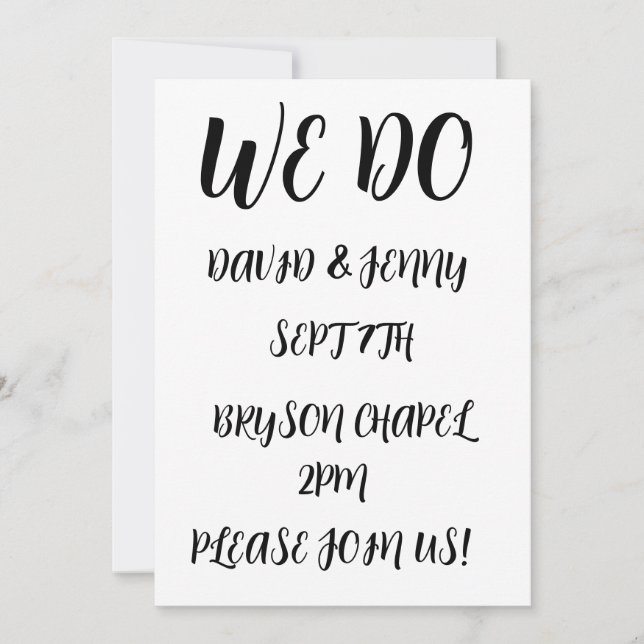 Convites de casamento personalizados WE DO Script (Frente)