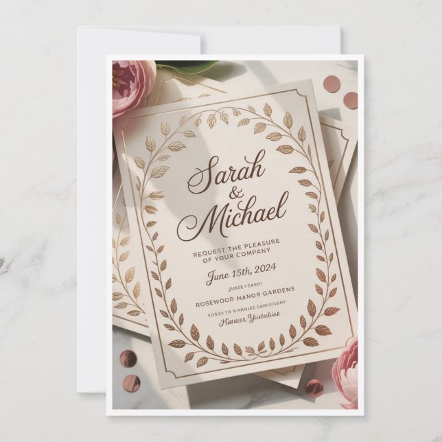 Convites de Casamento 💍 – Personalizáveis Elegant (Frente)