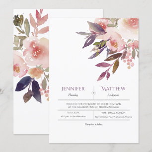 Convites de Casamento por Aquarela de Lavanda Rosa