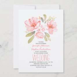 Convites De Casamento Por Aquarela Floral Elegante