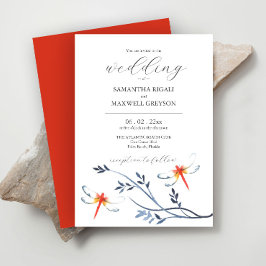 Convites De Casamento Por Aquarela Voos Vermelhos