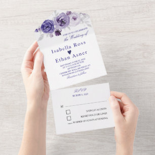 Convites de Casamento Prata e Roxo