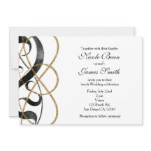 Convites de Casamento Preto & Dourado Arte Chic El