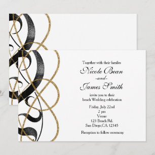 Convites de Casamento Preto & Dourado Arte Chic El