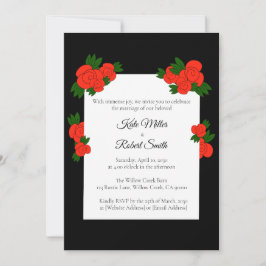 Convites de Casamento Preto e Rosa com RSVP