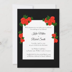 Convites de Casamento Preto e Rosa com RSVP