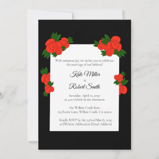 Convites de Casamento Preto e Rosa com RSVP